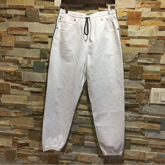 ALEXANDER WANG Side Tape Logo Jean Joggers Track Pants in Denim - Picture 2 of 9